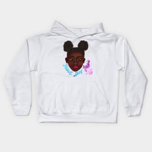 Black girl magic - beautiful black girl with Afro hair in puffs, brown eyes, Cherry pink lips and dark brown skin. Hair love ! Kids Hoodie